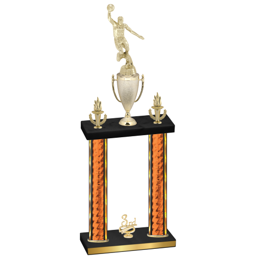 Double Orange Glacier Third Place Basketball Trophy