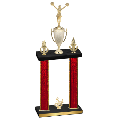 Double Red Glacier Third Place Cheerleading Trophy