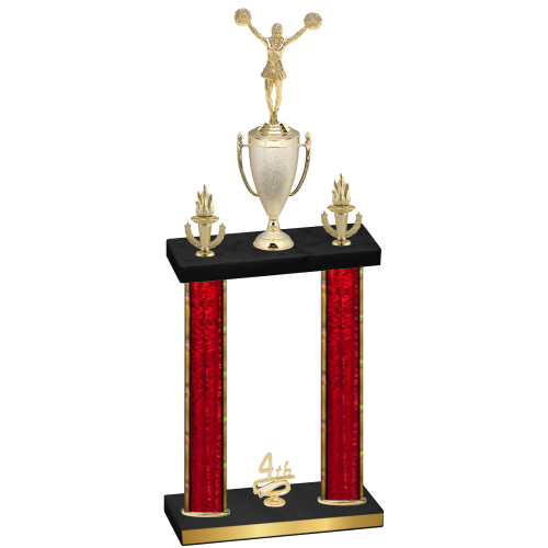 Double Red Glacier Fourth Place Cheerleading Trophy