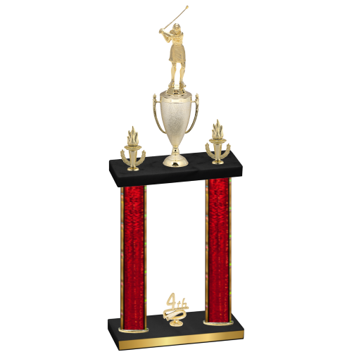Double Red Glacier Fourth Place Golf Trophy