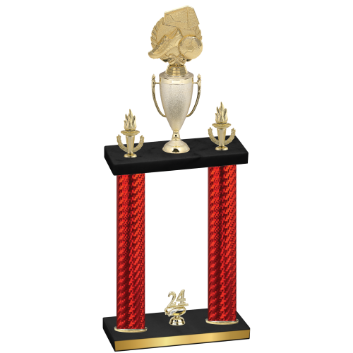 Double Red Carbon Fiber Year Soccer Trophy