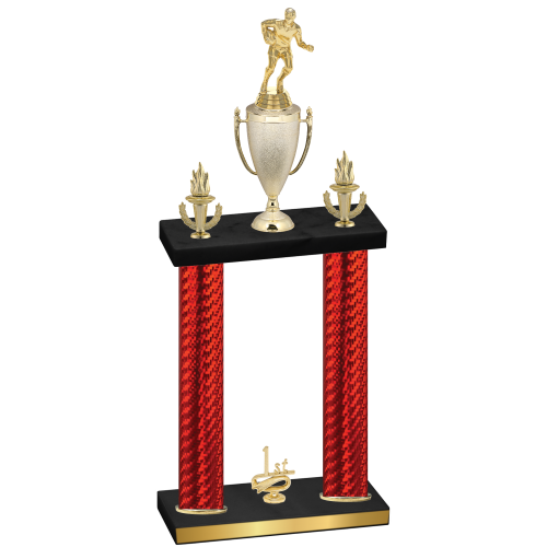Double Red Carbon Fiber First Place Rugby Trophy