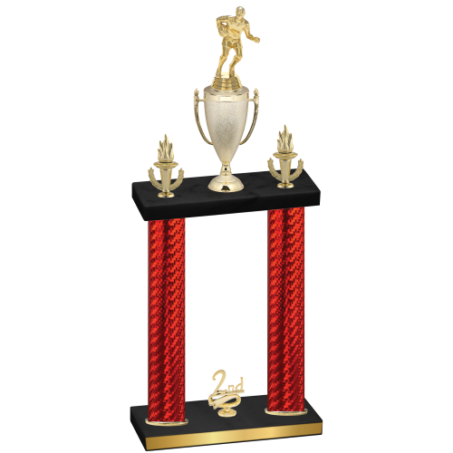 Double Red Carbon Fiber Second Place Rugby Trophy