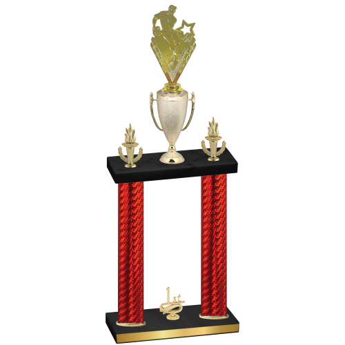 Double Red Carbon Fiber First Place Rugby Trophy