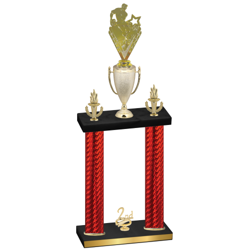 Double Red Carbon Fiber Second Place Rugby Trophy