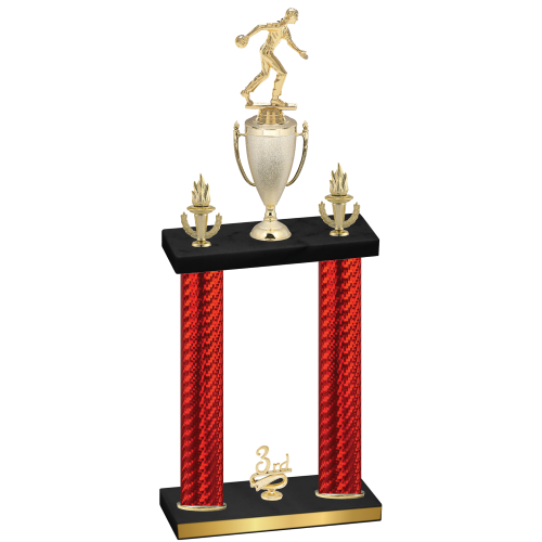 Double Red Carbon Fiber Third Place Bowling Trophy