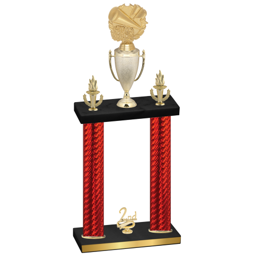 Double Red Carbon Fiber Second Place Cheerleading Trophy