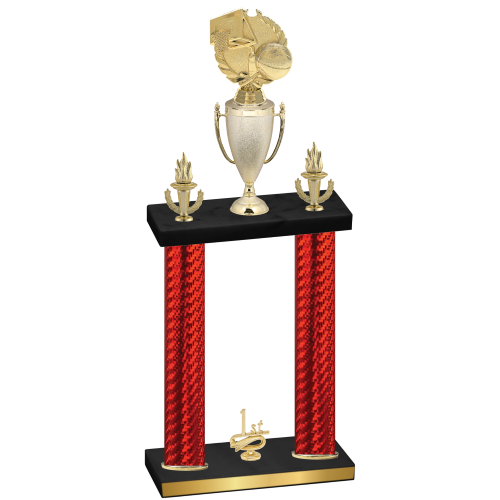 Double Red Carbon Fiber First Place Basketball Trophy