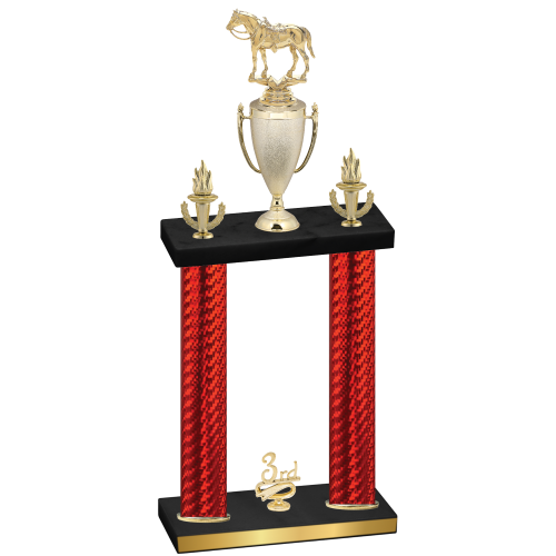 Double Red Carbon Fiber Third Place Horses Trophy