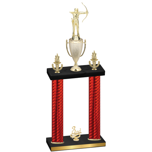 Double Red Carbon Fiber Third Place Archery Trophy