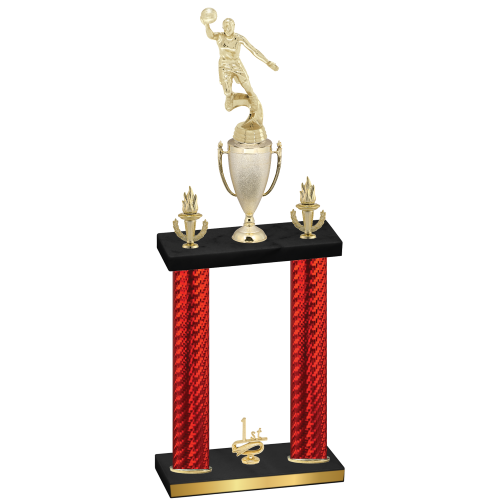 Double Red Carbon Fiber First Place Basketball Trophy