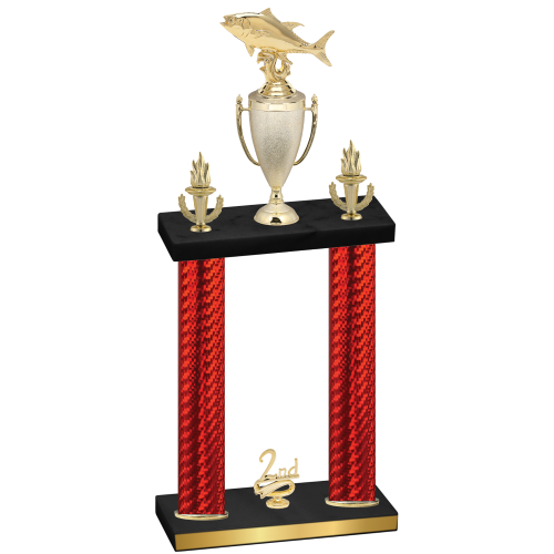 Double Red Carbon Fiber Second Place Fishing Trophy