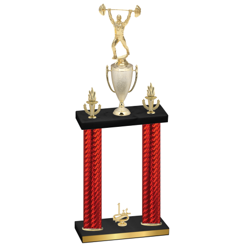 Double Red Carbon Fiber First Place Weights Trophy