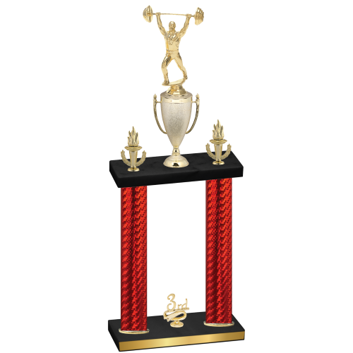 Double Red Carbon Fiber Third Place Weights Trophy