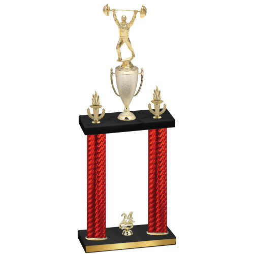 Double Red Carbon Fiber Year Weights Trophy