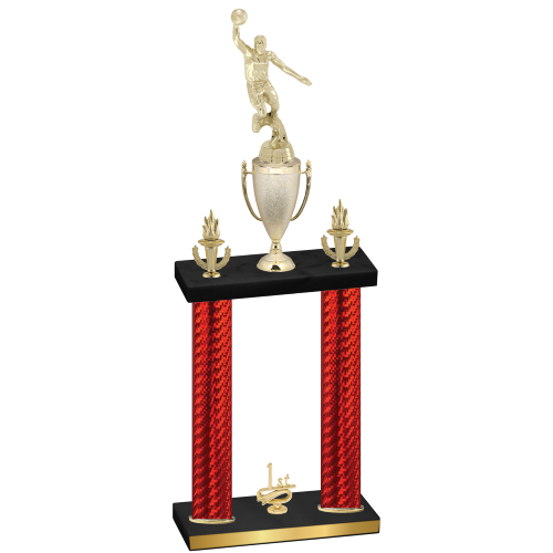Double Red Carbon Fiber First Place Basketball Trophy