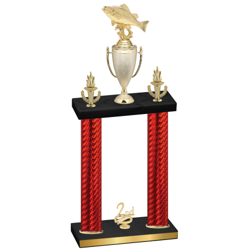 Double Red Carbon Fiber Second Place Fishing Trophy