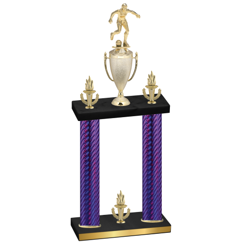 Double Purple Carbon Fiber Victory Soccer Trophy