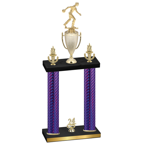 Double Purple Carbon Fiber Year Bowling Trophy