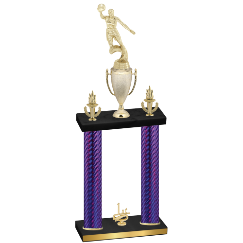 Double Purple Carbon Fiber First Place Basketball Trophy