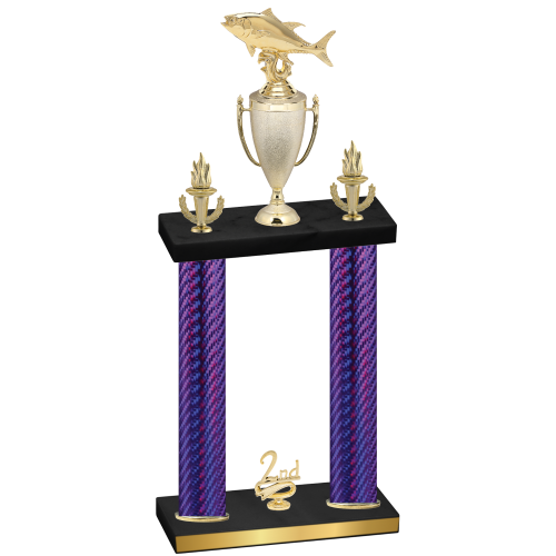 Double Purple Carbon Fiber Second Place Fishing Trophy