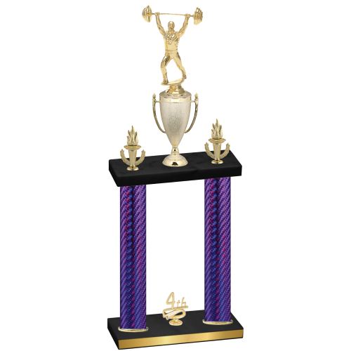 Double Purple Carbon Fiber Fourth Place Weights Trophy
