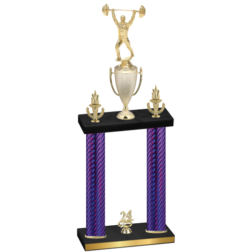 Double Purple Carbon Fiber Year Weights Trophy