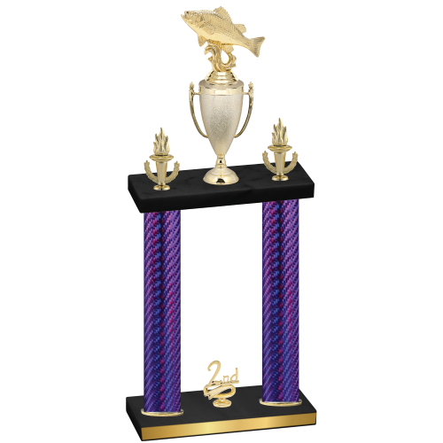 Double Purple Carbon Fiber Second Place Fishing Trophy