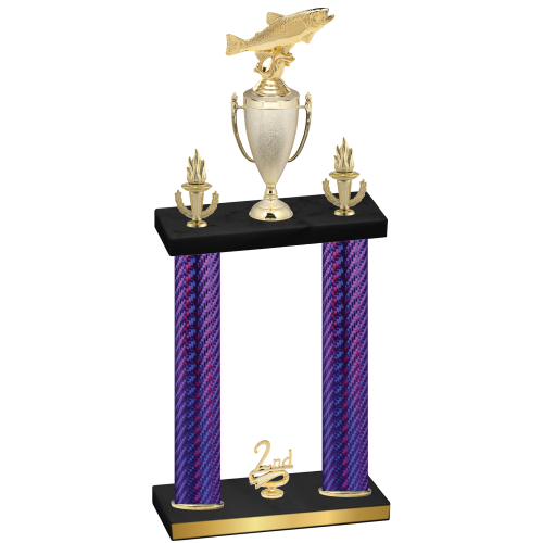 Double Purple Carbon Fiber Second Place Fishing Trophy