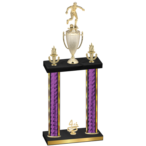 Double Purple Glacier Fourth Place Soccer Trophy