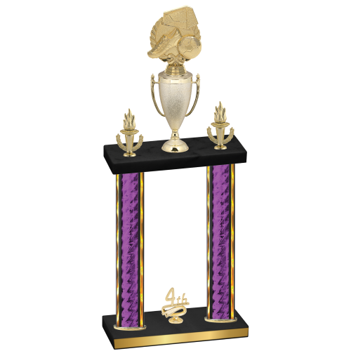 Double Purple Glacier Fourth Place Soccer Trophy