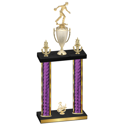 Double Purple Glacier Third Place Bowling Trophy