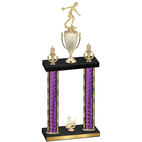 Double Purple Glacier Third Place Bowling Trophy