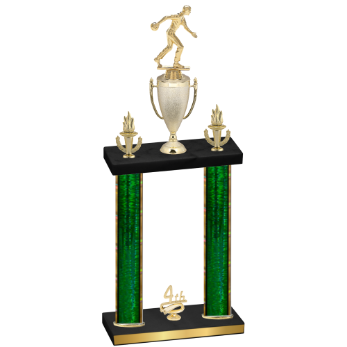 Double Green Glacier Fourth Place Bowling Trophy