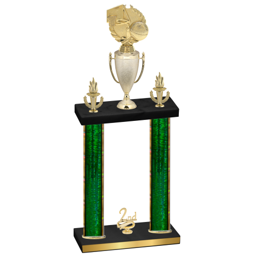 Double Green Glacier Second Place Basketball Trophy