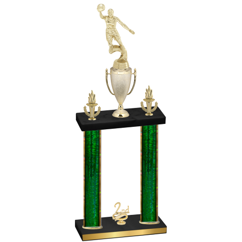Double Green Glacier Second Place Basketball Trophy
