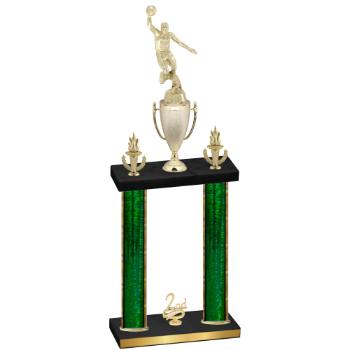 Double Green Glacier Second Place Basketball Trophy