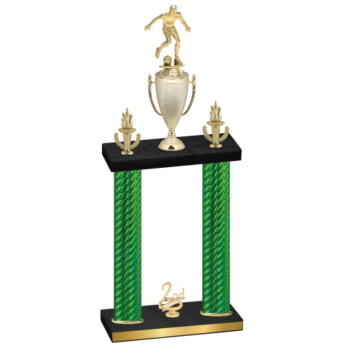Double Green Carbon Fiber Second Place Soccer Trophy