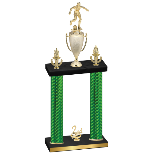 Double Green Carbon Fiber Second Place Soccer Trophy