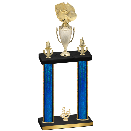 Double Blue Glacier Third Place Basketball Trophy