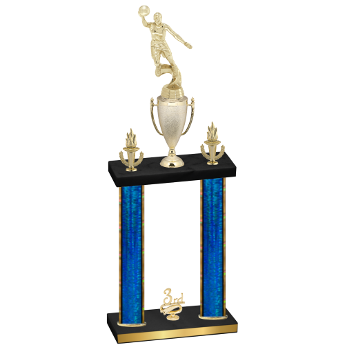 Double Blue Glacier Third Place Basketball Trophy