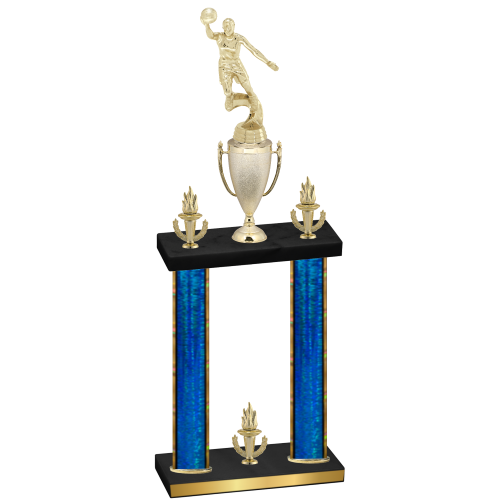Double Blue Glacier Victory Basketball Trophy