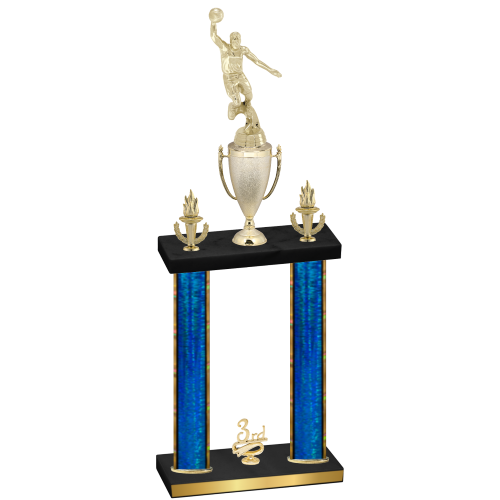 Double Blue Glacier Third Place Basketball Trophy