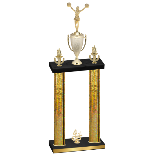 Double Gold Glacier Fourth Place Cheerleading Trophy