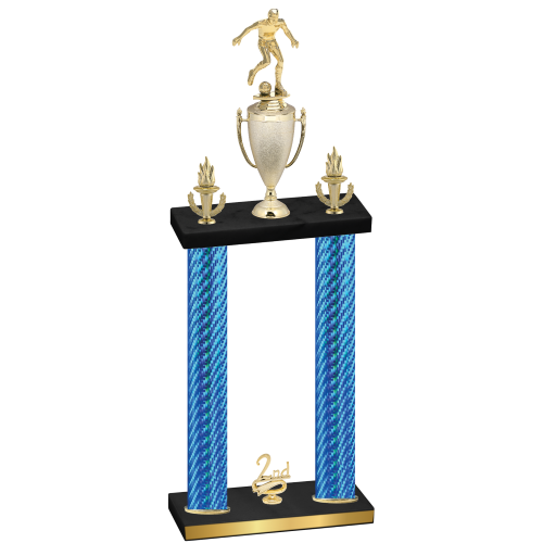 Double Blue Carbon Fiber Second Place Soccer Trophy