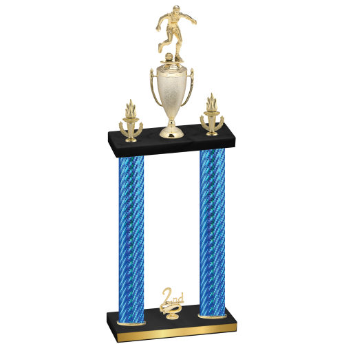 Double Blue Carbon Fiber Second Place Soccer Trophy