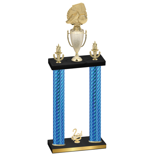 Double Blue Carbon Fiber Second Place Soccer Trophy