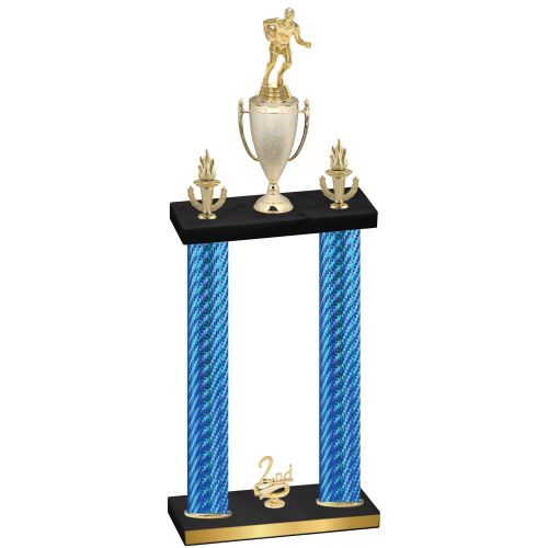 Double Blue Carbon Fiber Second Place Rugby Trophy