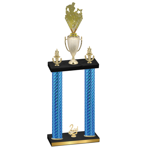 Double Blue Carbon Fiber Second Place Rugby Trophy
