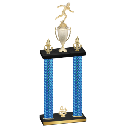 Double Blue Carbon Fiber Fourth Place Running Trophy